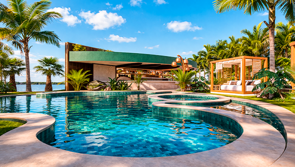 Piscina externa do Wyndham Corumbá Lake Resort